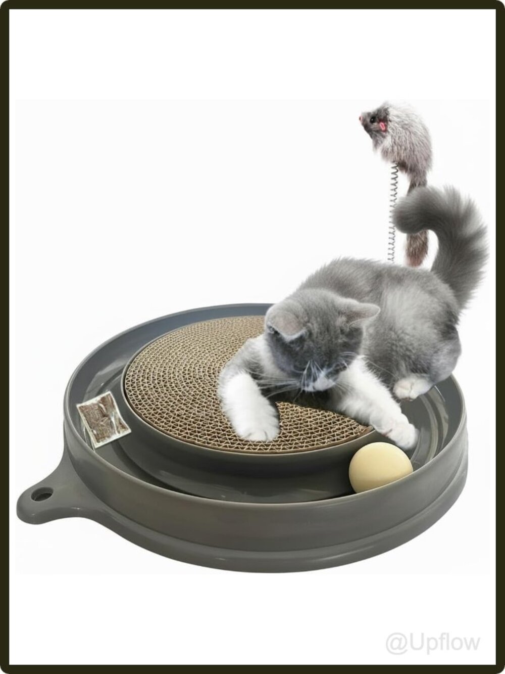 Cat Scratcher Toy 3-in-1 Interactive Scratch Pad Ball Track Spring Mouse